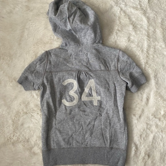 American Eagle Short Sleeve Eagle Fleece Hooded Sweatshirt - Picture 6 of 11